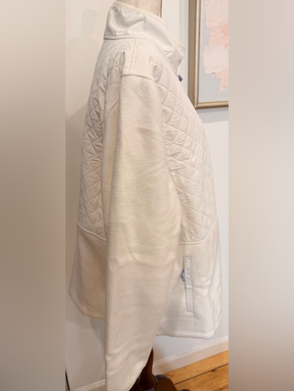 Eddie Bauer Cream Quilted / Fleece Full Zip Jacket Cream - Picture 7 of 12